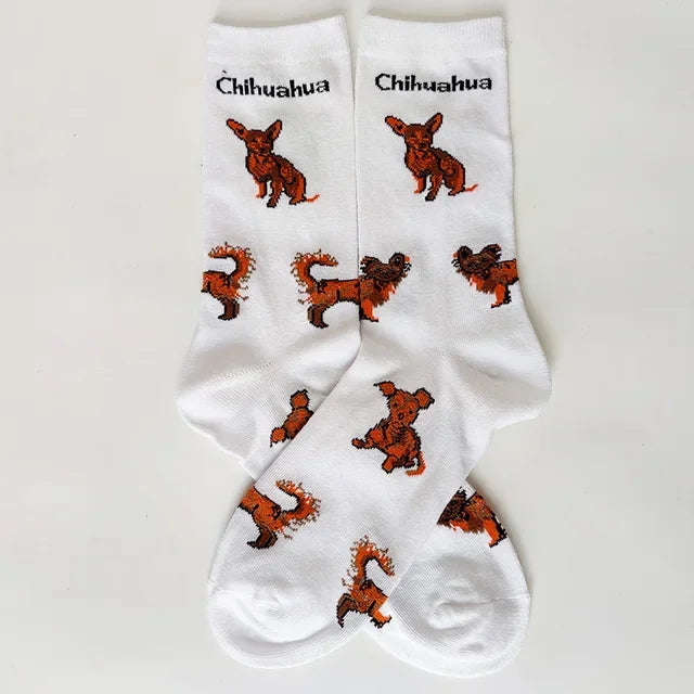 NEW Crew Fashion Funny Women Socks Border Collie Schnauzer Lab Scottie Beagle Boxer Pug Bulldog Sheltie Golden Doodle Retriever