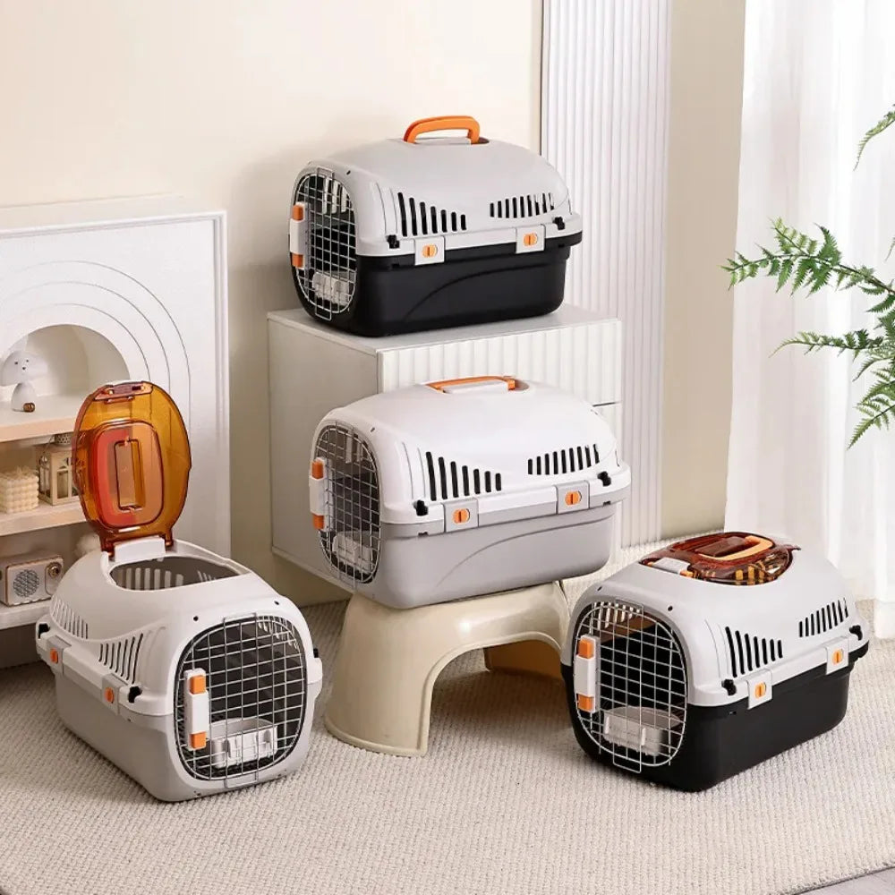 Portable Airline Approved Pet Travel Crate, Anti-Stress Cat Carrier with Top Window Safe Car Kennel for Small Dogs and Cats
