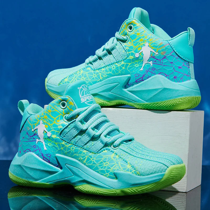 Classic Boys Basketball Shoes Kids Sneakers Fashion Tennis Kid Sport Shoes Outdoor Non-Slip Trainer Children School Basketball