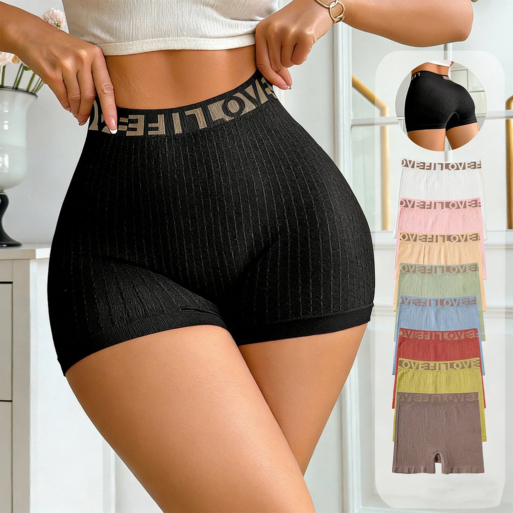 Women's Thin High Waisted Sports Yoga Shorts Solid Fashionable Casual Comofortable Underwear Homewear Fitness Boxer Shorts