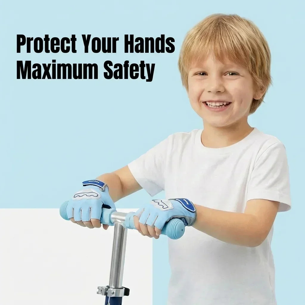 Kids Half Finger Sports Gloves Anti‑Slip Shock‑Absorbing Breathable Cycling Skateboard Protective Gloves for Boys Girls Outdoor