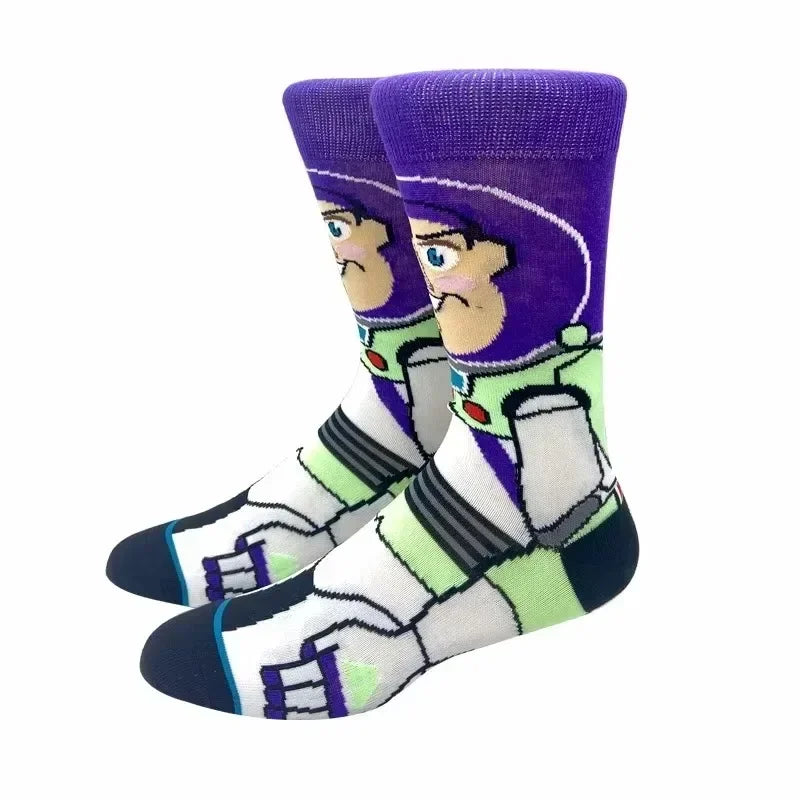 5 Pairs New Men's Socks Happy Funny Women Socks Animation Cosplay Hip Hop Long Socks Fashion Bizarre and Novel Christmas Gift