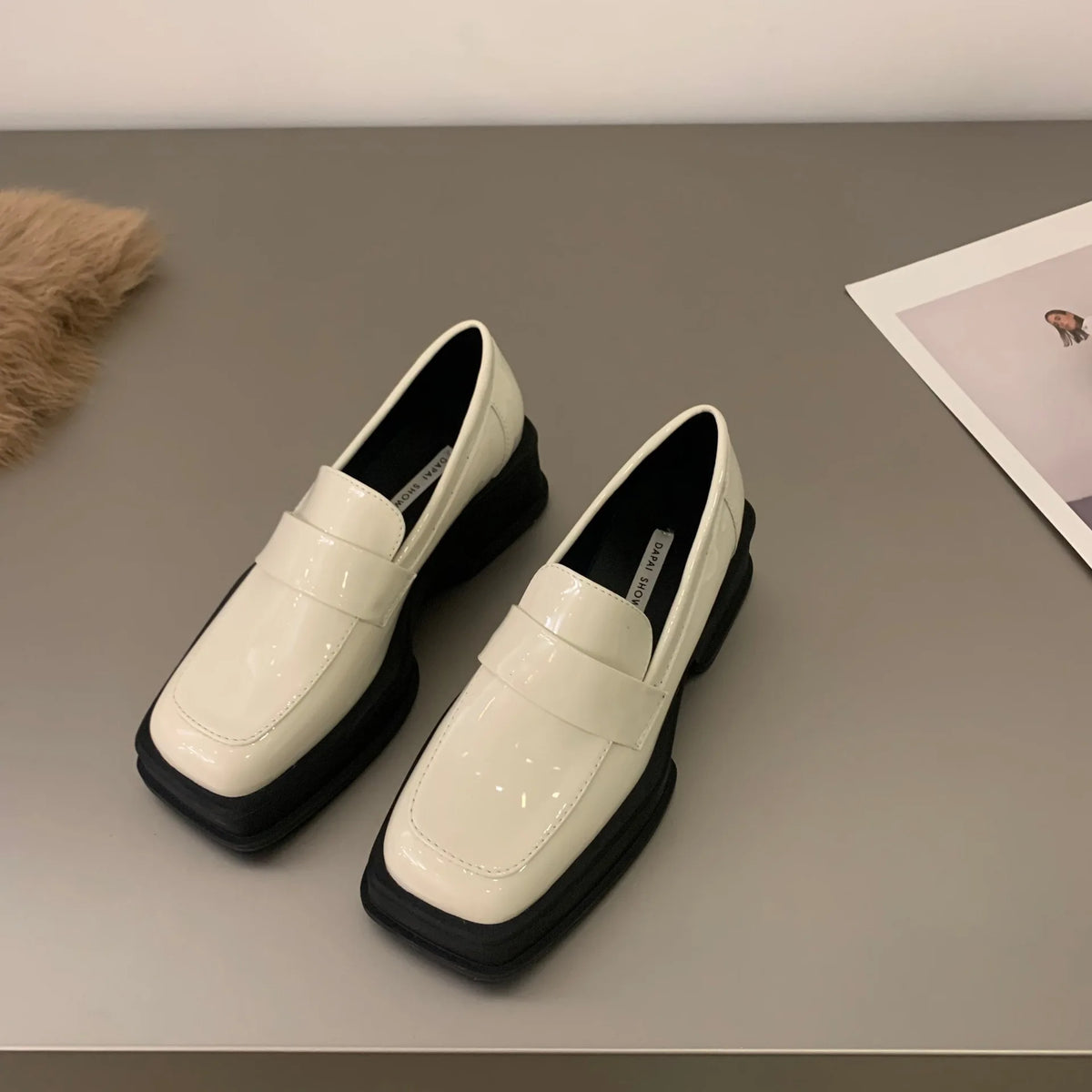 Women Luxury Loafers Fashion Square Toe Platform Moccasins Ladies Pumps Design Evening Party Heel Shoes Ladies Casual Solid Shoe