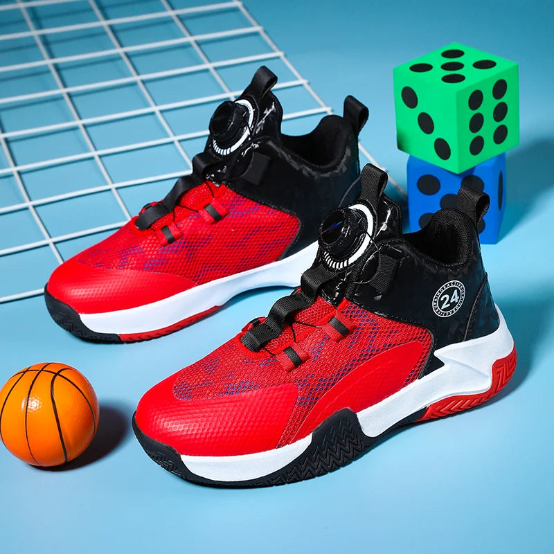 Yellow Children's Basketball Shoes Mesh Breathable Sports Shoes For Teenagers Non-Slip Wear-Resistant Basketball Sneakers Kids