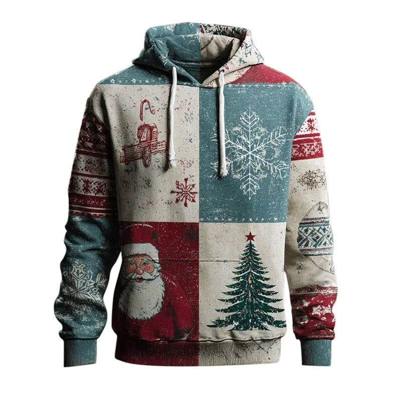 Men's Christmas Hoodies Full Print Vintage Christian Faith Pullover Hoodies Casual Xmas Santa Cross Faith Sweatshirt Tracksuit