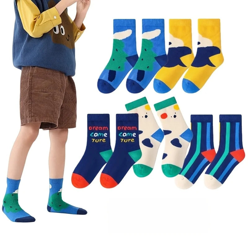 XJK Baby Socks Children Spring Socks Boys Funny Puppy Pattern Socks 5 Pairs Cotton Socks Kids Sock