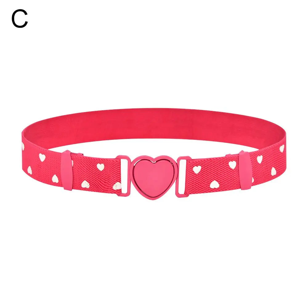 Kids Elastic Belts Girl Stretch Waist Belt Adjustable Heart Belt Uniform Belt for Teen Kids Girls Dresses Belt