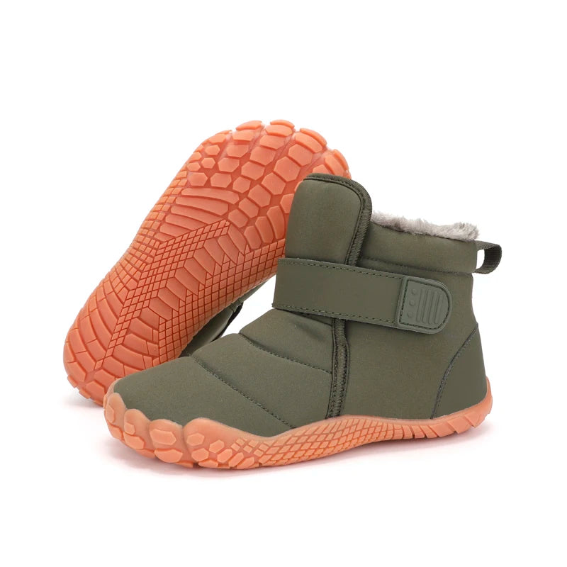Kids New Wide Toe Barefoot Snow Boots Boys Girls Winter Minimalist Waterproof Sneakers Girls Boys Non-Slip Warm Snow Boots
