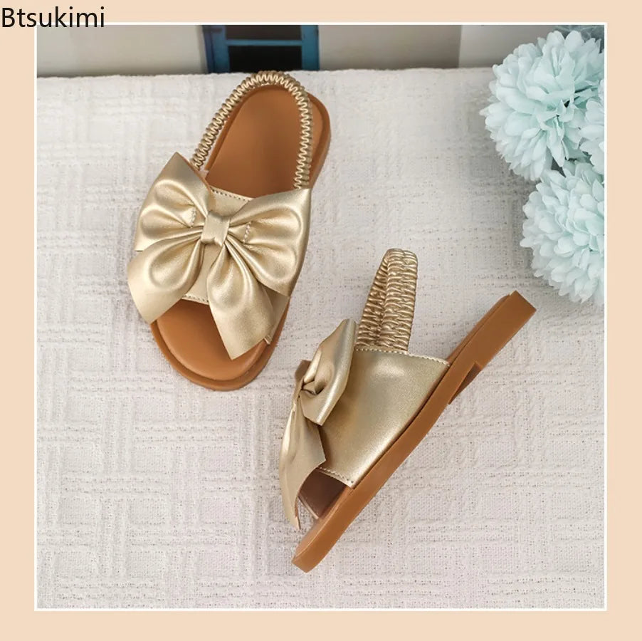 Simple Kids Sandals 2026 Summer New Style Girls' Shoes Fashionable Child Slippers Anti Slip Girls Sandals Bow Girls' Slippers