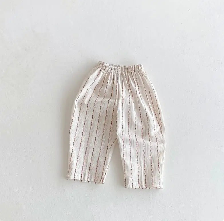 Kids Korean Style Casual Pants With Floral Tomato Prints Loose Fit Trousers Fashion Casual Kid Bottoms Baby 9M-6T Kid Soft Wear