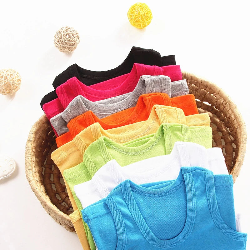 Kids Underwear Boys Vests Children Summer Vest Tops for Girls Solid Tank Top Boy Clothes Cotton Tees Sleeveless 2-12Y