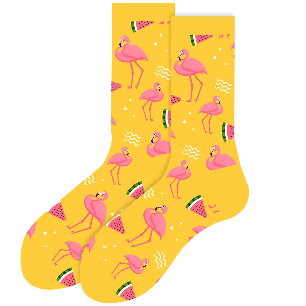 Women Socks Cartoon Animal Cute Printing Kawaii Calcetines Funny Sheep, Rabbit, Hedgehog, Flamingo, Seahorse Colour Socks