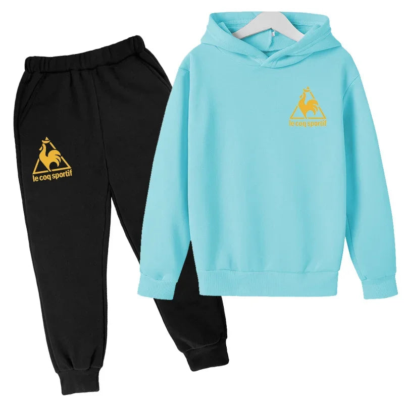 Kids Spring Autumn Casual Fashion Pullover Hoodie+Pants 2pcs Tracksuits 2-13 Years Boys Girls Streetwear Children Clothes Sets