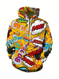 Colorful Cartoon Pattern Hoodies For Men Fun Anime Letter Ooops 3D Printed Sweatshirts Casual Long Sleeves Pullover Unisex Tops