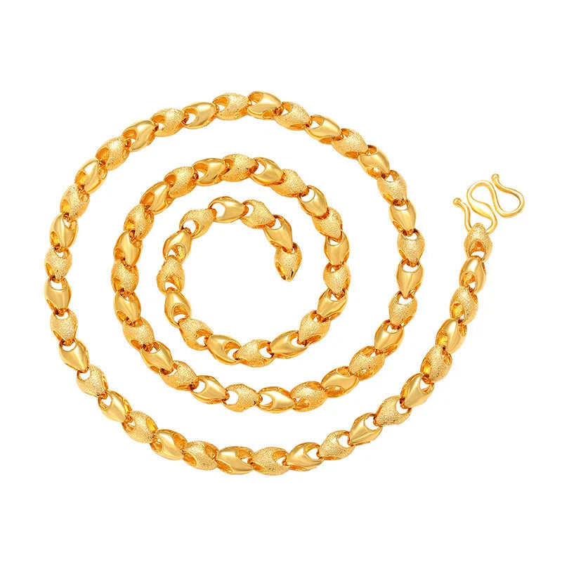 Men's Long Wheat Bead Necklace 6mm Copper Gold Plated Non Tarnish Trendy Hip Hop Jewelry For Men Daily Wear Casual Party 2026