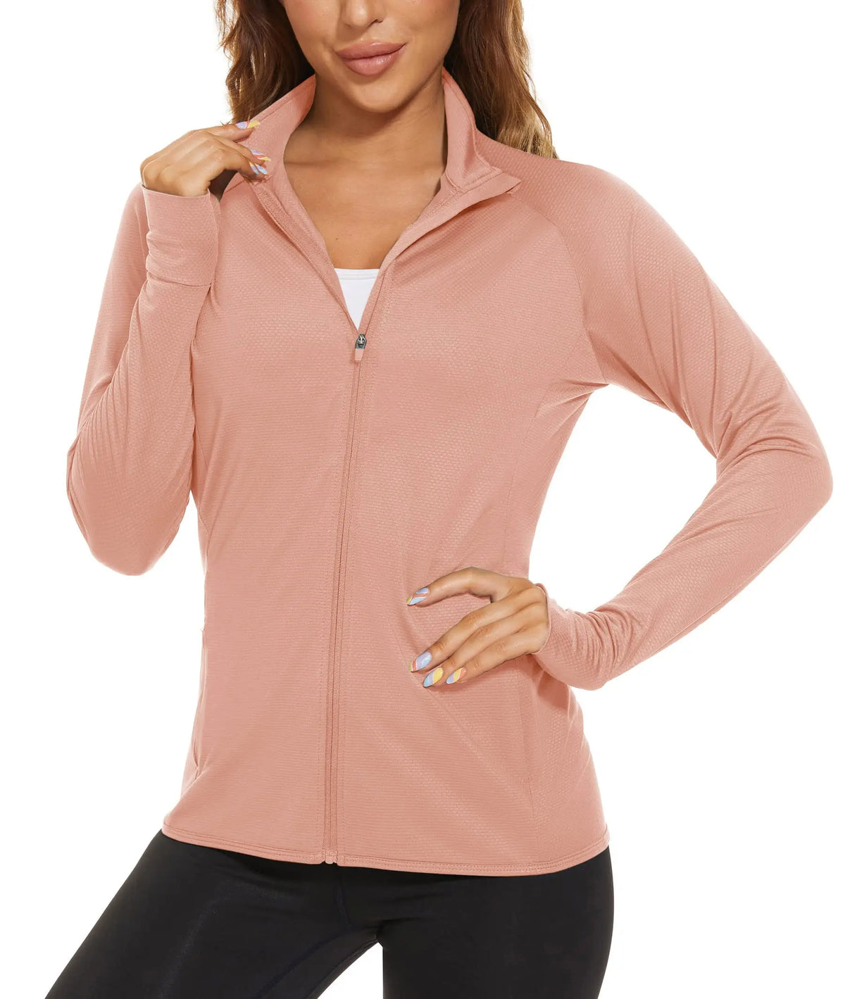 TACVASEN UPF 50+ Sun Protection Summer Shirts Womens Long Sleeve Shirts Full Zip Casual Jackets Zipper Pockets Golf Athlete Tops