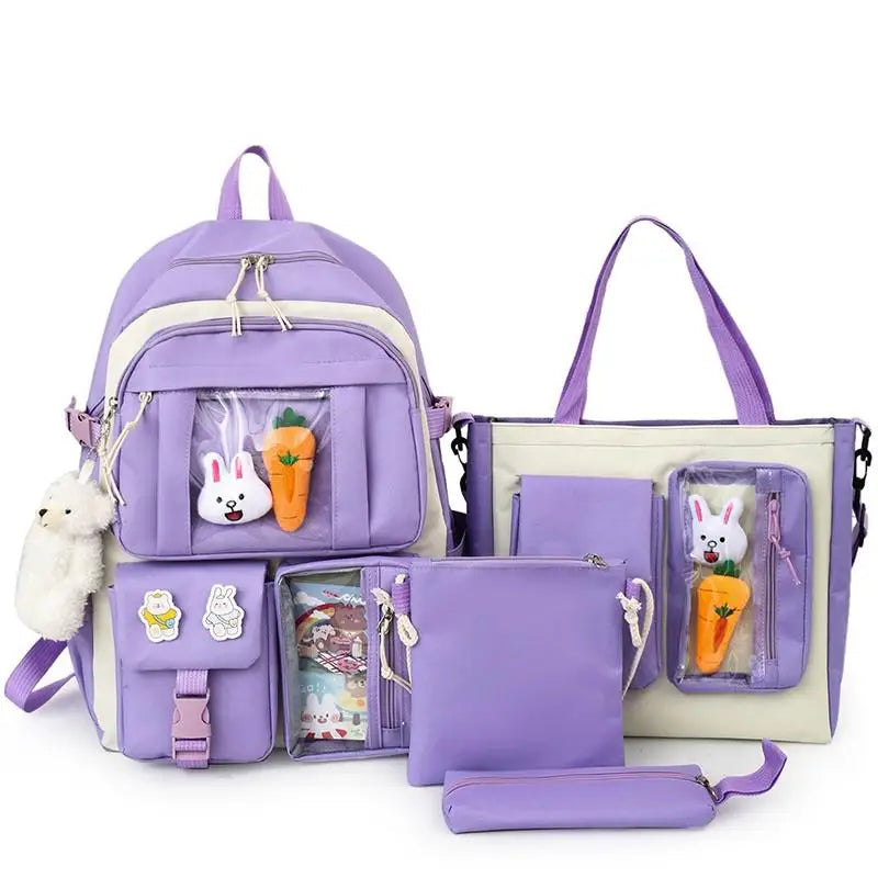 4 Pcs Sets Children's School Backpack Kawaii Women's Backpack Bookbag School Bags for Teens Girls mochilas para niñas 가방 рюкзак