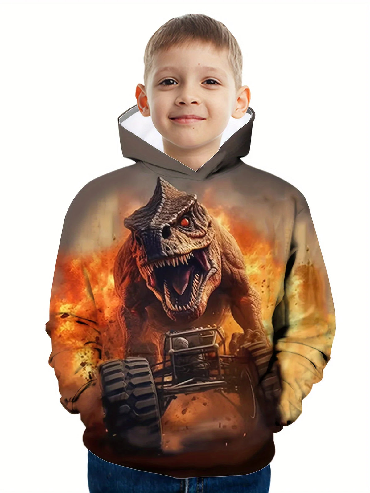 Children's Clothing Hoodies Kids Clothes Boy Children Top Long Sleeve Cartoon Dinosaurs Print Spring And Autumn Outdoor Clothes