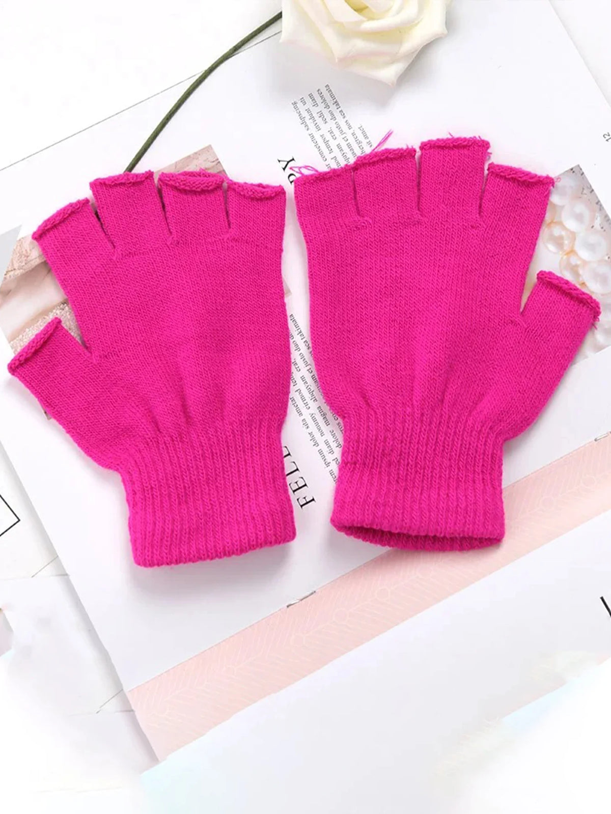 1 pairChildren Magic Knitted Gloves Kids Stretch Half Finger Glove Winter Warm Mittens Solid Fingerless Gloves Girls Soft Wrist