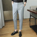 9 Color Summer Fashion Mens Suit Pants Pure Color Business Formal Pants Slim Fit Office Mens Wedding Social Ankle Long Trousers