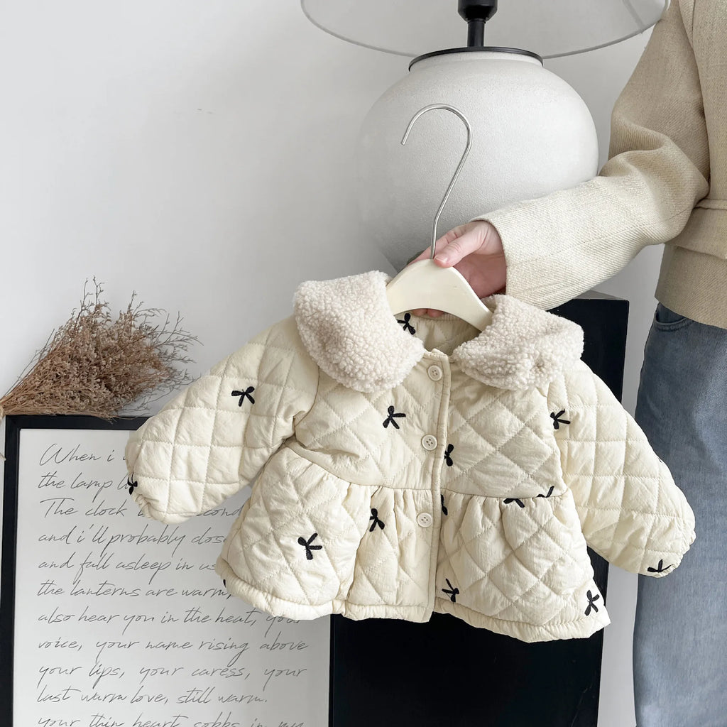 Jacket Down Parkas Coat Kids Velvet Korean Version Girls Cotton Padded Winter Clothes Baby Western Style Little Girl Thick Warm