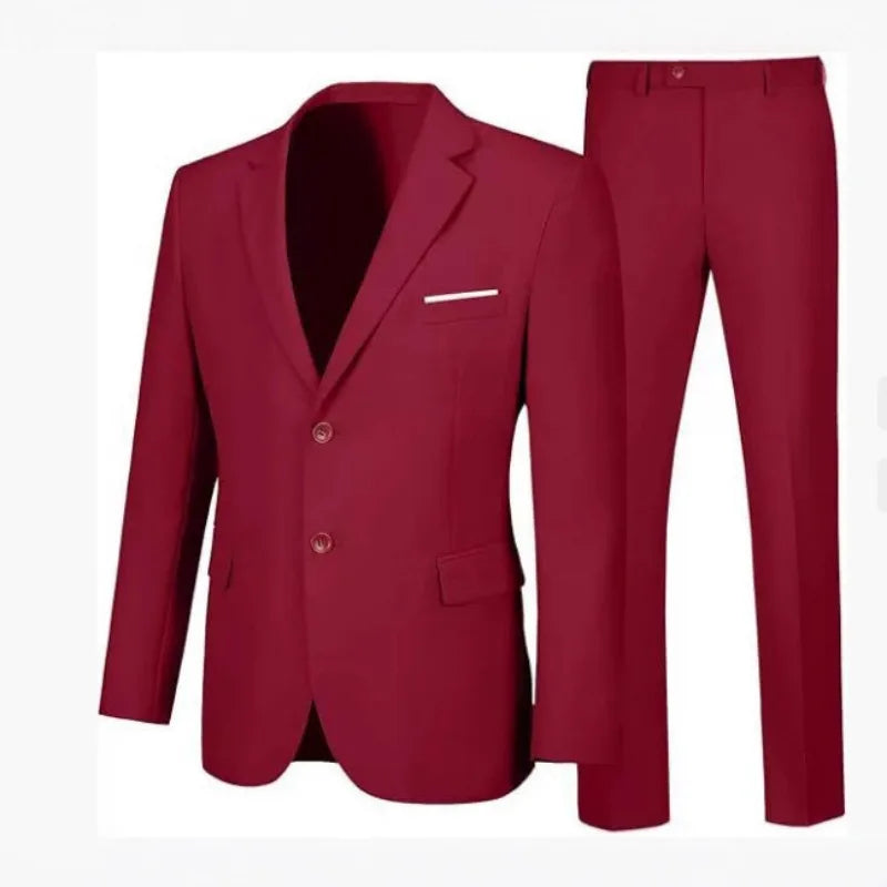 Men's Suit Fake Pocket Suit Casual Suit Trousers Two-piece Wedding Dinner Suit Jacket