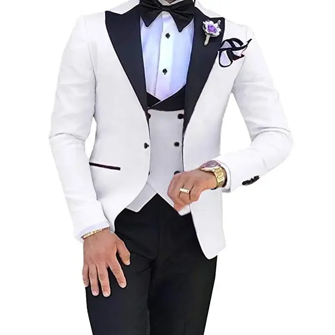 2024 Men 3 Pieces Suits For Men Custom Made Groom Groomsmen Tuxedos Wedding Men Suit Terno Masculino ( Jacket+Pants+Vest )