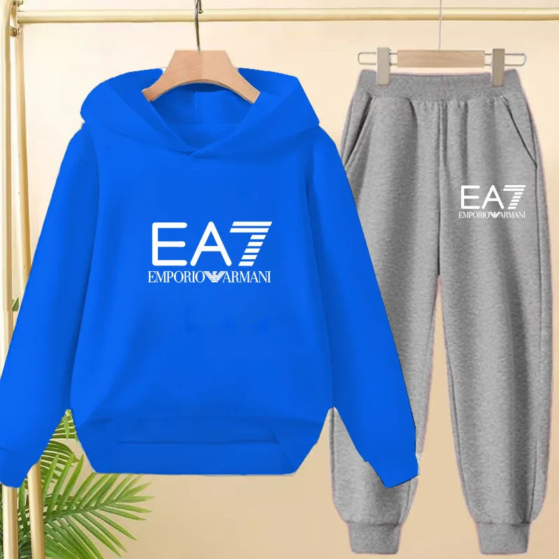 Kids Autumn Winter Hoodie  Letter Print Clothing Casual Top+Trousers 2PBoy Girl 3-12Yrs Child Gift Brand Sports Coat Jogging Set