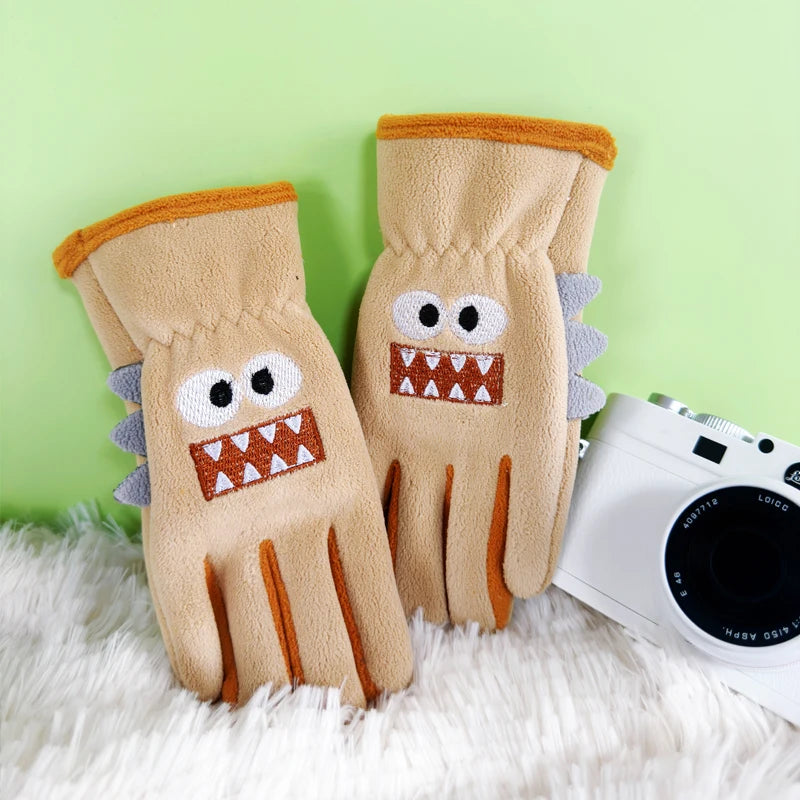 Children's warm gloves for boys, students and kids, suitable for winter cycling and outdoor activities. Fleece-lined and made of