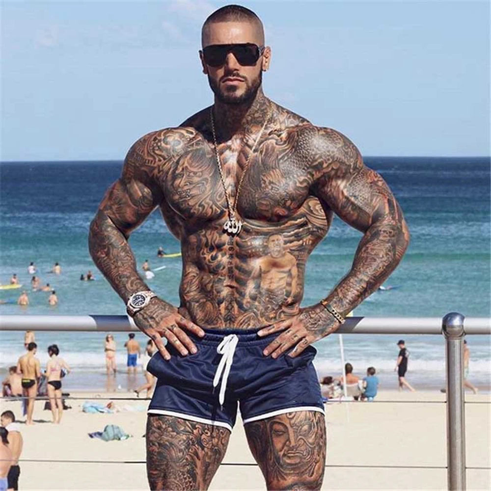 Men's Sports Shorts Quick-drying Beach Shorts Male Retro Casual Stylish Street Wear Fitness GYM Athletic Shorts Camo Green