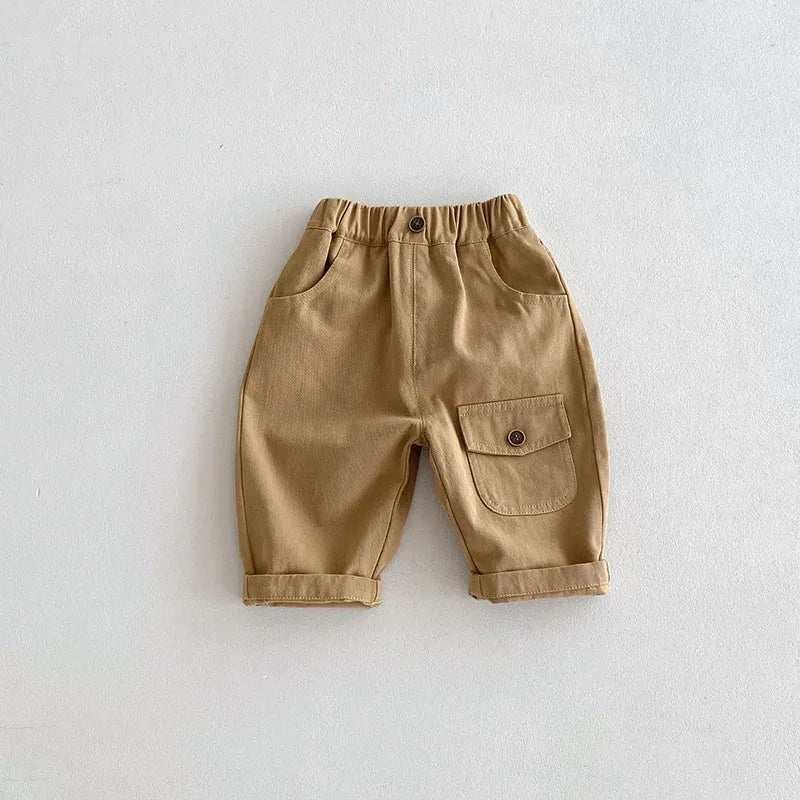 kids Casual Pants 0-5T  Children Girls Cute Solid Color Loose Trousers Boys Thin Style Cargo Pants