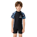 Kids One-Piece Swimsuit Sun Protection Children Clothes Rash Guard Zipper Short Sleeve Swimwear Quick Dry Boys Girls Beach Pool