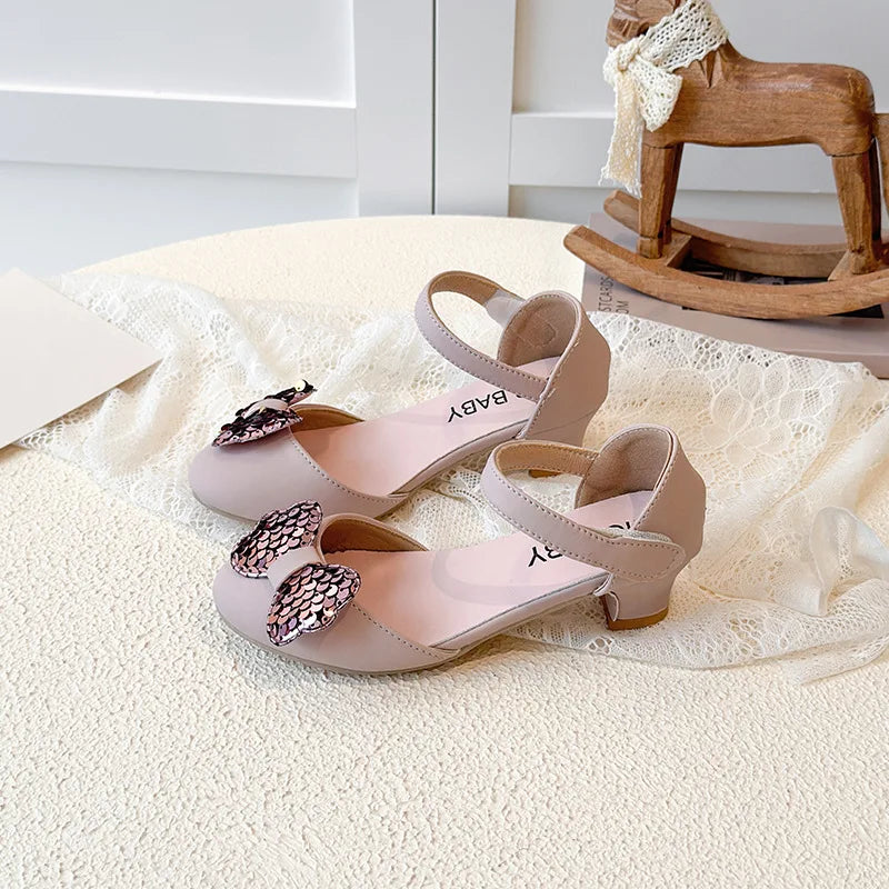 2026 Children High-heel Shoes for Girls Spring New Fashion Korean Style Soft Bottom Anti-slippery Versatile Princess Dress Shoes