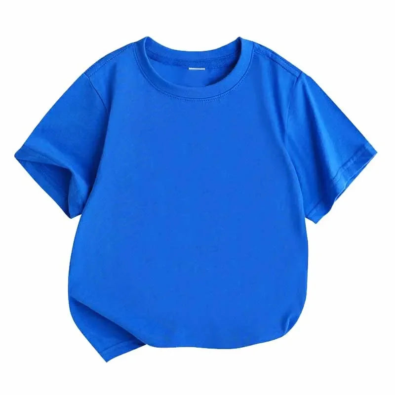 Children Solid Color Short Sleeve T-shirts for Boys Girls Summer Harajuku Minimalist Casual Fashion Tops Kids O-Neck Tees