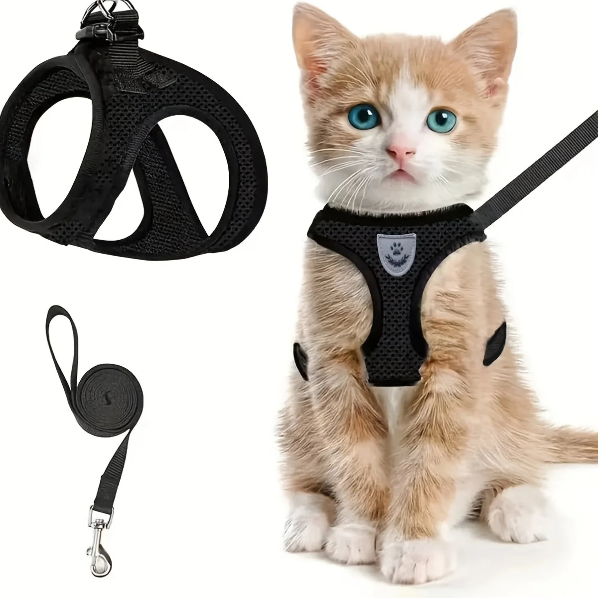 Soft Mesh Breathable Vest-Style Pet Harness, Shock-Absorbing Anti-Pull Leash, Gentle Walking Accessory for Dogs and Daily Cat Ou