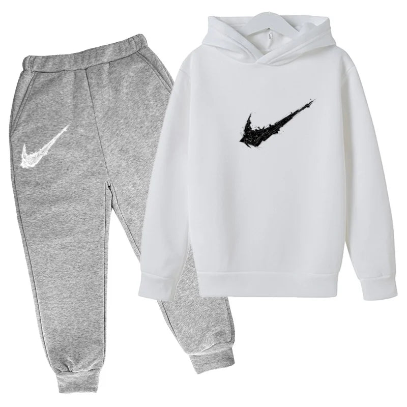Kids Autumn Winter Hoodie Boy Girl 3-13Yrs Letter Print Clothing Casual Top+Trousers 2P Child Gift Brand Sports Coat Jogging Set