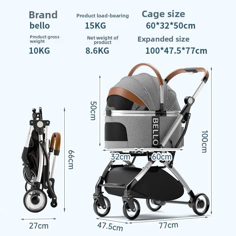 Pet Stroller Cats Dogs Carrier Wheels Supplies Portable Foldable Trolley Pet Outdoor Travel Products Accessories Dogs Stroller