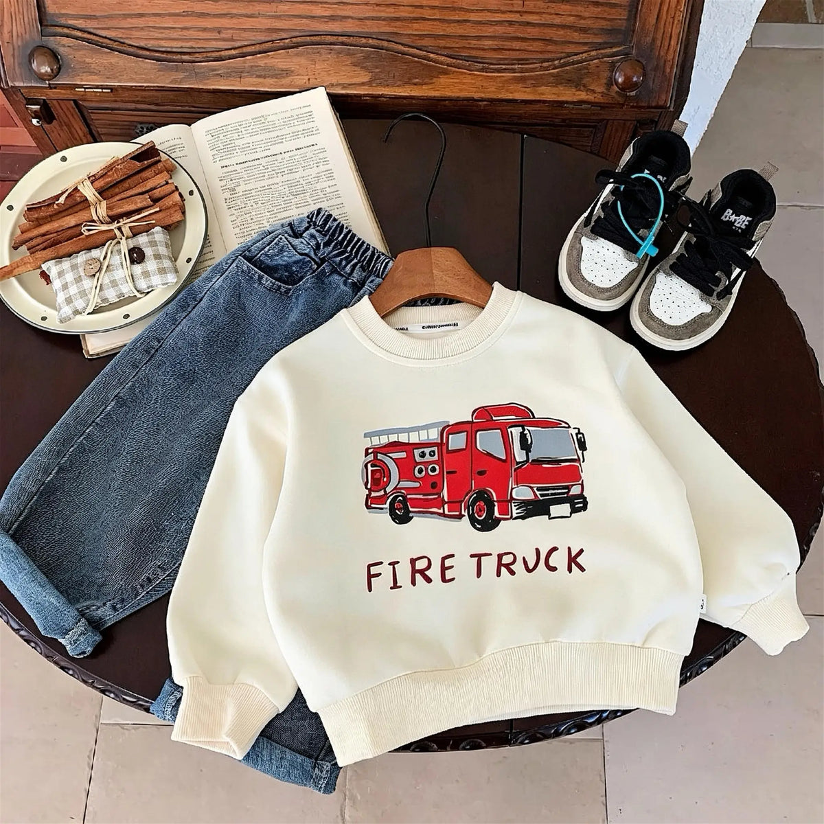 0-6 Age Children's Wear Tops Printed Sweatshirts Solid Color Loose Casual Kids Long Sleeve O-neck Hoodies Baby Girl Boy Clothing