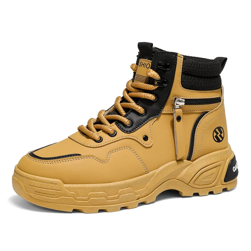 Men's boots spring and autumn new soft-sole non-slip leisure boots fashion Joker outdoor high-top boots youth comfort work boots