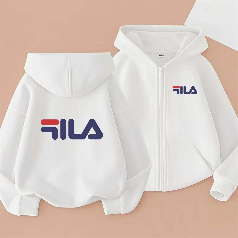 Kids Trend Letter Print Spring Autumn Simple Casual Zipper Hooded Sweatershirts 2-13 Years Boys Girls Streetwear Top Clothes