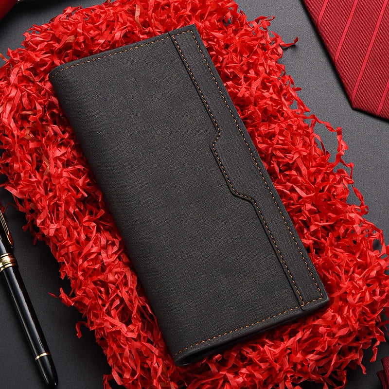 Men's Wallet Men's Long Wallet Vertical Thin Youth Soft Leather Clip Multiple Card Slots Large Capacity Fashionable Suit Bag