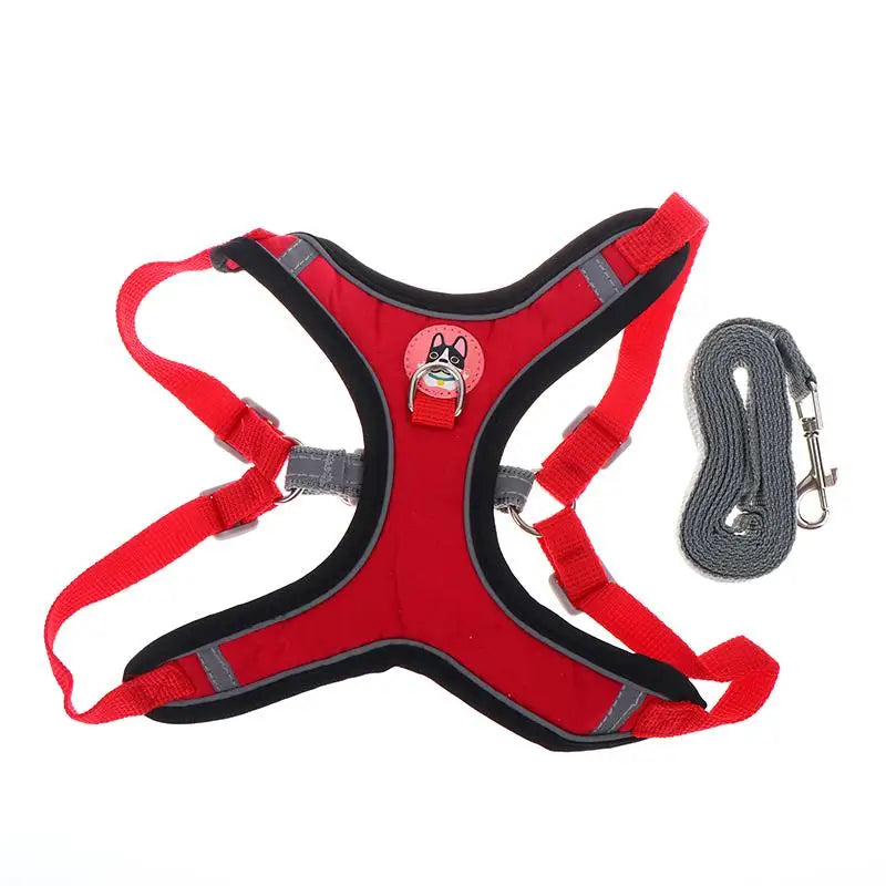 Harness Leash Set Dogs Adjustable For Small Medium Vest Reflective Puppy Chest Strap Pet Walking Outdoor Supplies