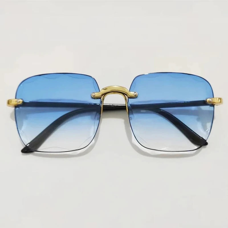 Sunglasses For Women ladies Rimless Sun glasses Diamond cutting Lens Brand Designer Ocean Shades Vintage female glasses eyewear