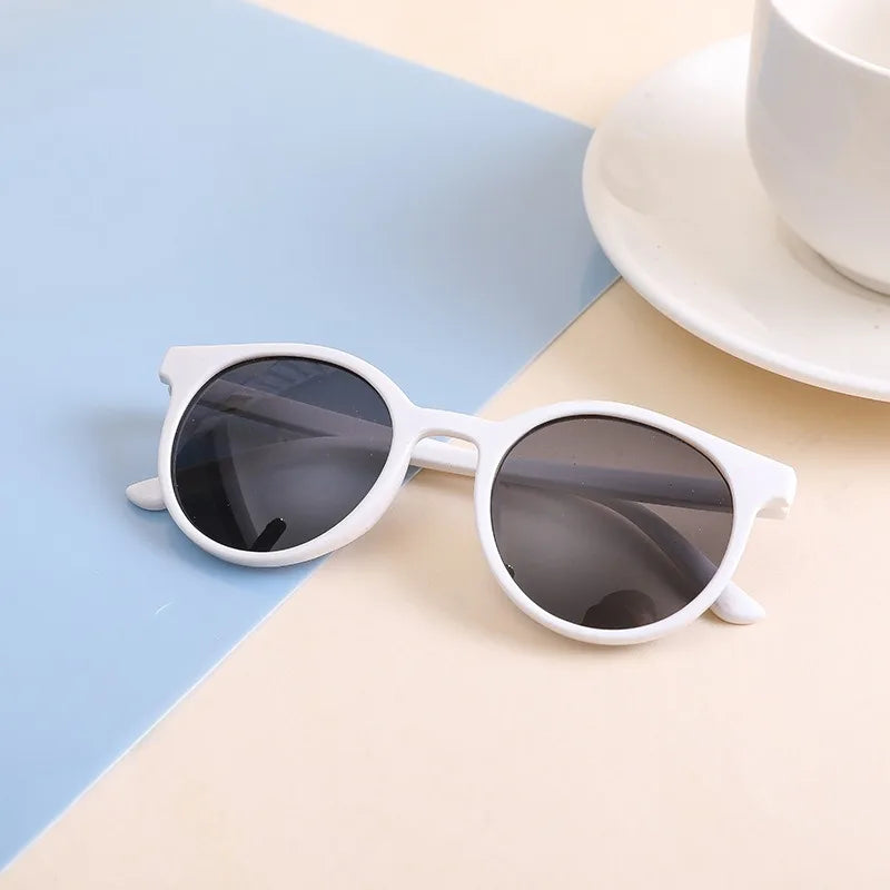 Fashion Kids Trendy Black Color Round Frame Sunglasses Vintage UV400 Lens Classic Sun Glasses for Children Boys Girls 2-8 Years