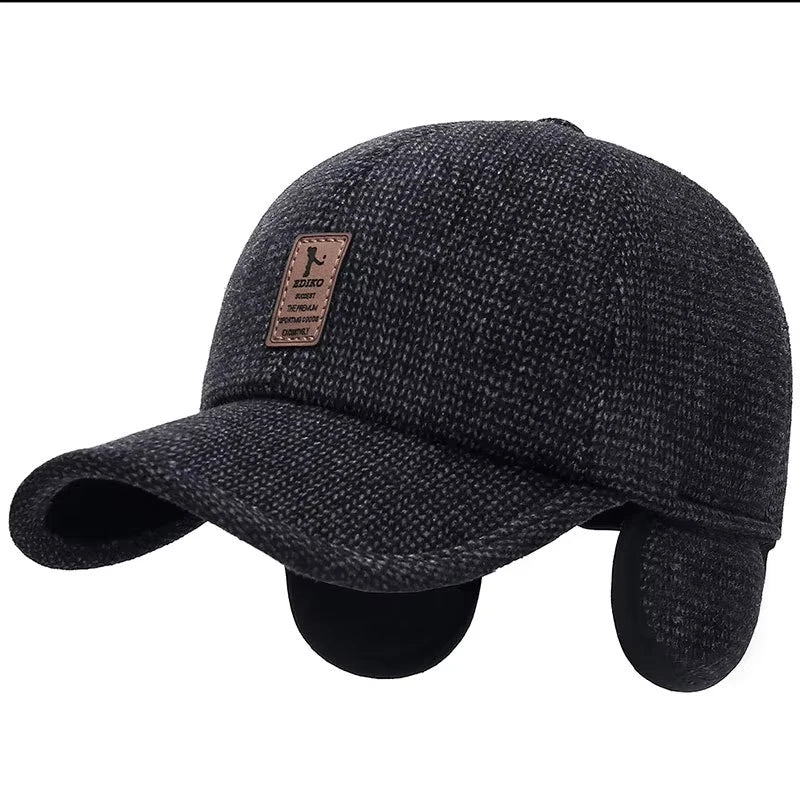 Men's Hat with Earmuffs, Baseball Cap, Warm, Cold Protection, Windproof, Size Adjustable, Cool, Casual, Work Camp, Climbing, Out