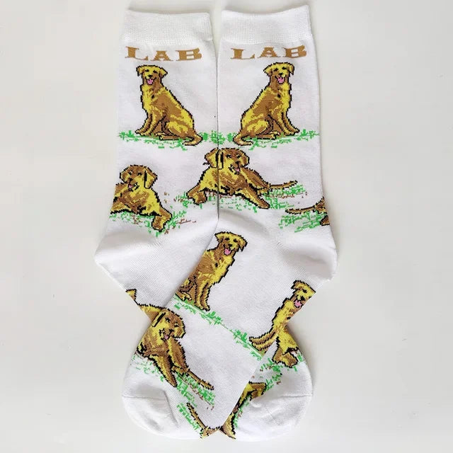 NEW Crew Fashion Funny Women Socks Border Collie Schnauzer Lab Scottie Beagle Boxer Pug Bulldog Sheltie Golden Doodle Retriever
