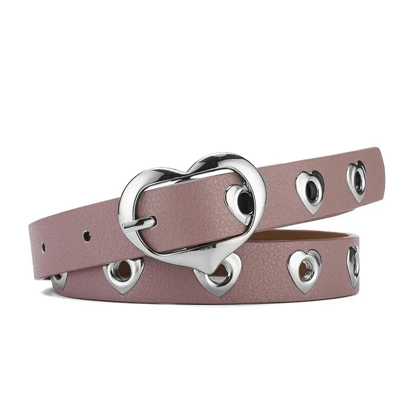 Children's Belt Fashion Heart Shaped Buckle Girls' Belt Student Thin Belt Cute Boys' Belt PU Belt School Supplies Teenager Belts