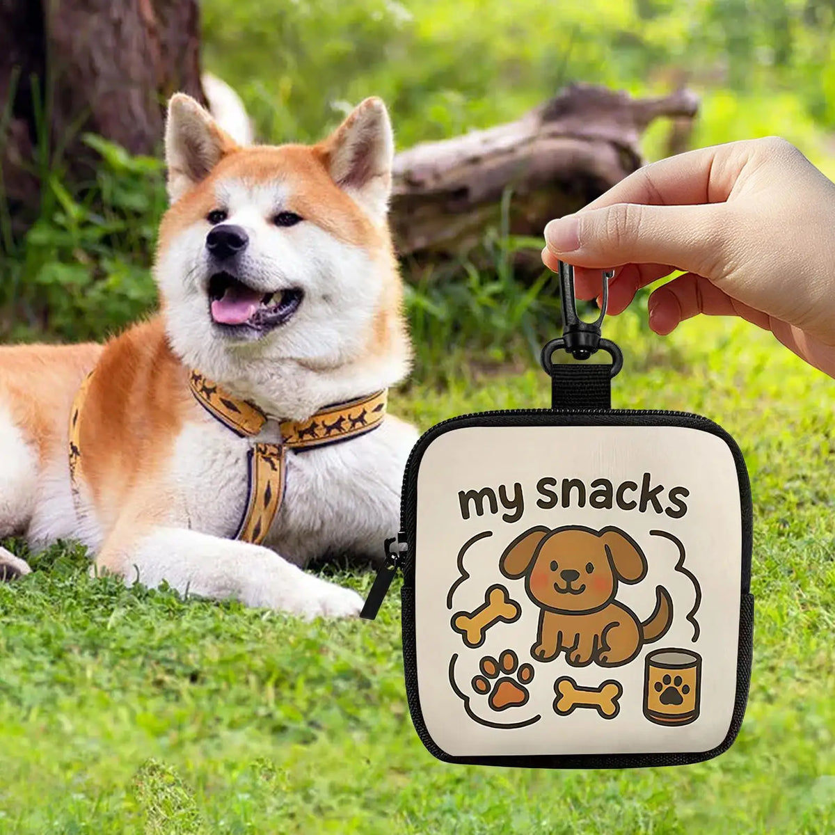 Portable Dog Treat Pouch Pet Training Food Storage Dispenser Multi-Purpose Snack Pouch for Outdoor Walking Camping Pet Owners