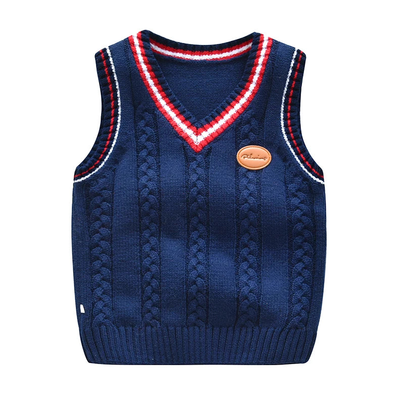 School Uniform Autumn Children's Vest Sweater Kids Knitted Pullover Outerwear Coat For Teen Boys Girls 2-6 Years Tops Waistcoat