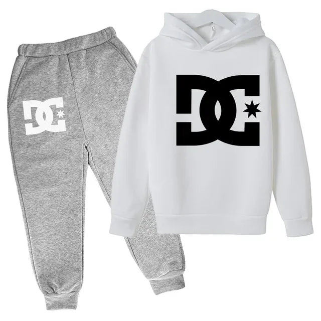 Kids 3-12 Years Top +Pants 2P Clothing Sweatshirt Alphabet Fashion Print Hoodie Boys Coat Sport Casual Girls Clothes Jogging Set